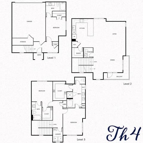 Floor plan for 3 beds, 3.5 baths, 2556 sqft